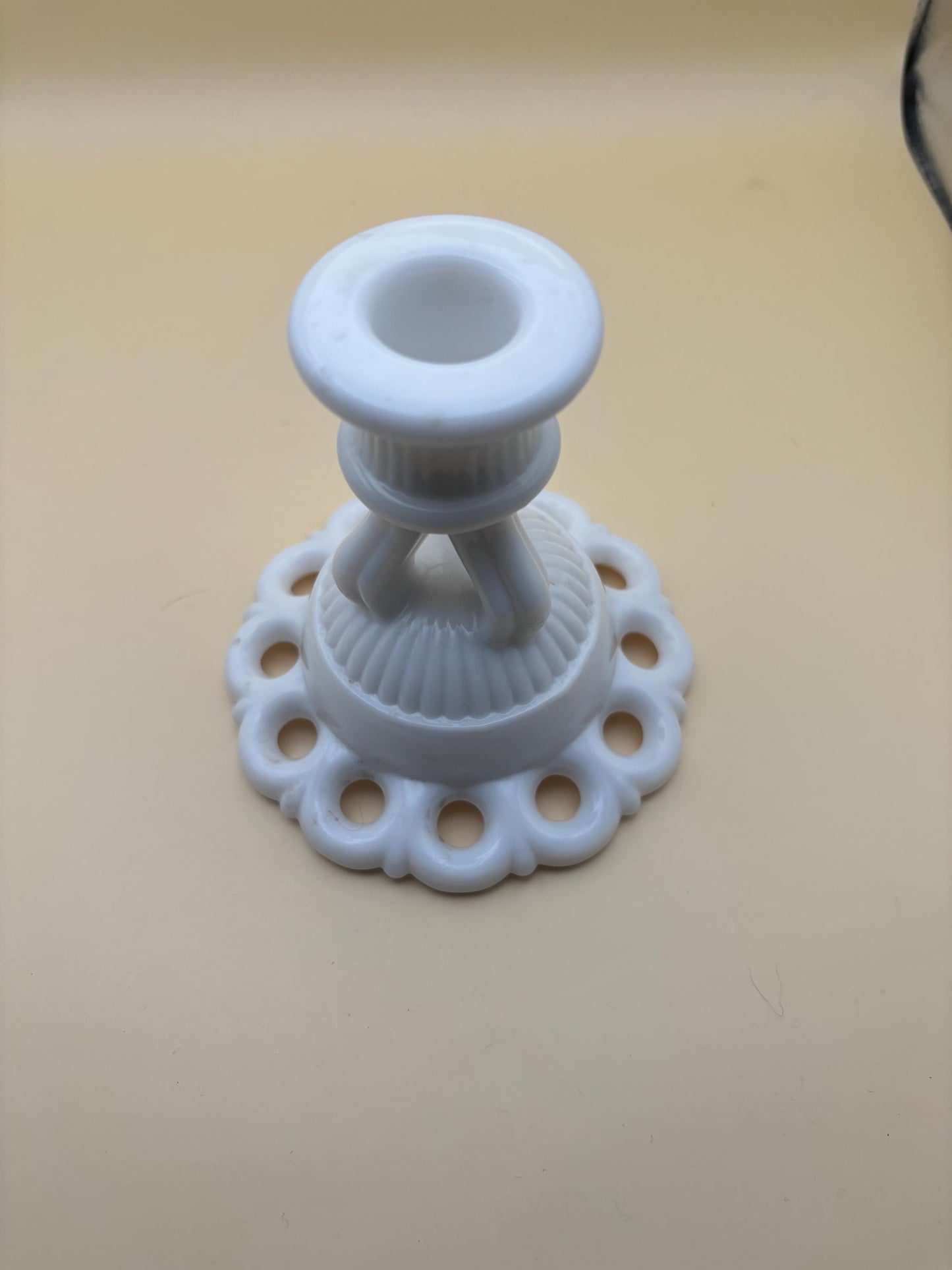 Vintage Westmoreland Scalloped Milk Glass Candle Stick Holder Lover Antiques and Vintage
