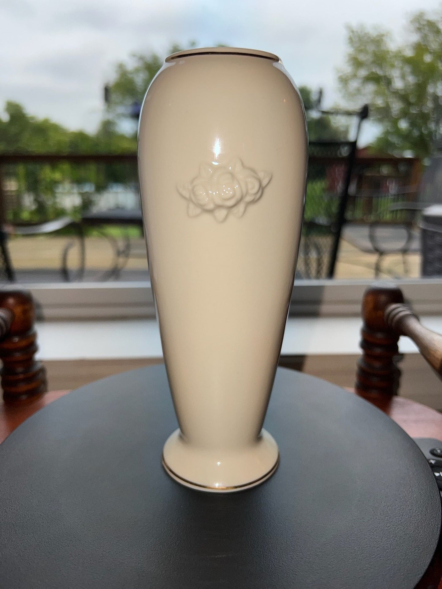 Vintage Lenox Rose Blossom Vase: Cream Porcelain with 24K Gold