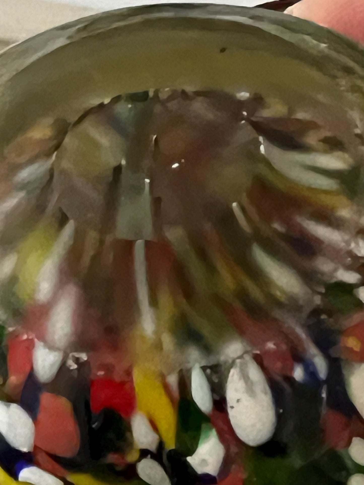 Vintage Confetti Blossom Glass Paperweight: Abstract Bubble Art