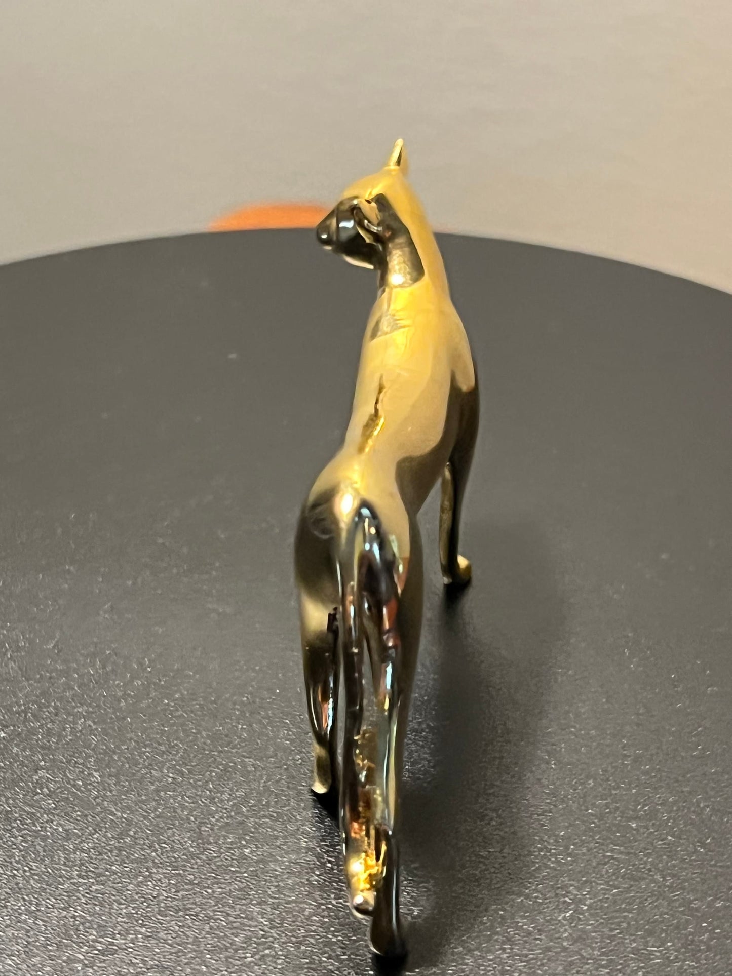 Vintage Polished Brass Cat Figurine - Franklin Mint Faberge Style