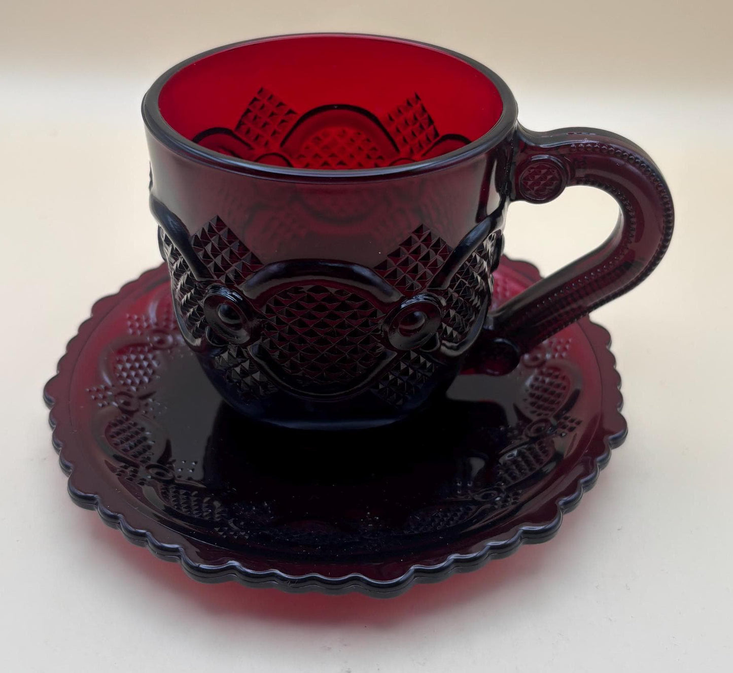 Vintage Avon Goblet Ruby Red Glass Wine Cup Red Glass Lover Antiques and Vintage