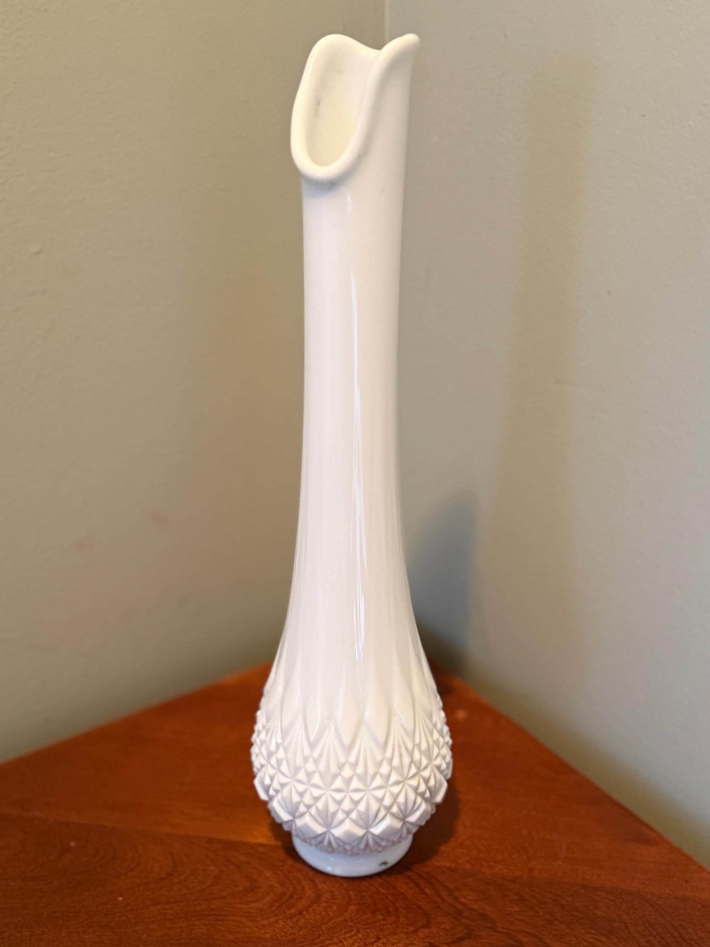 Vintage Fenton Milk Glass White Swung from Olde Virginia Glass OVG Vase Lover Antiques and Vintage