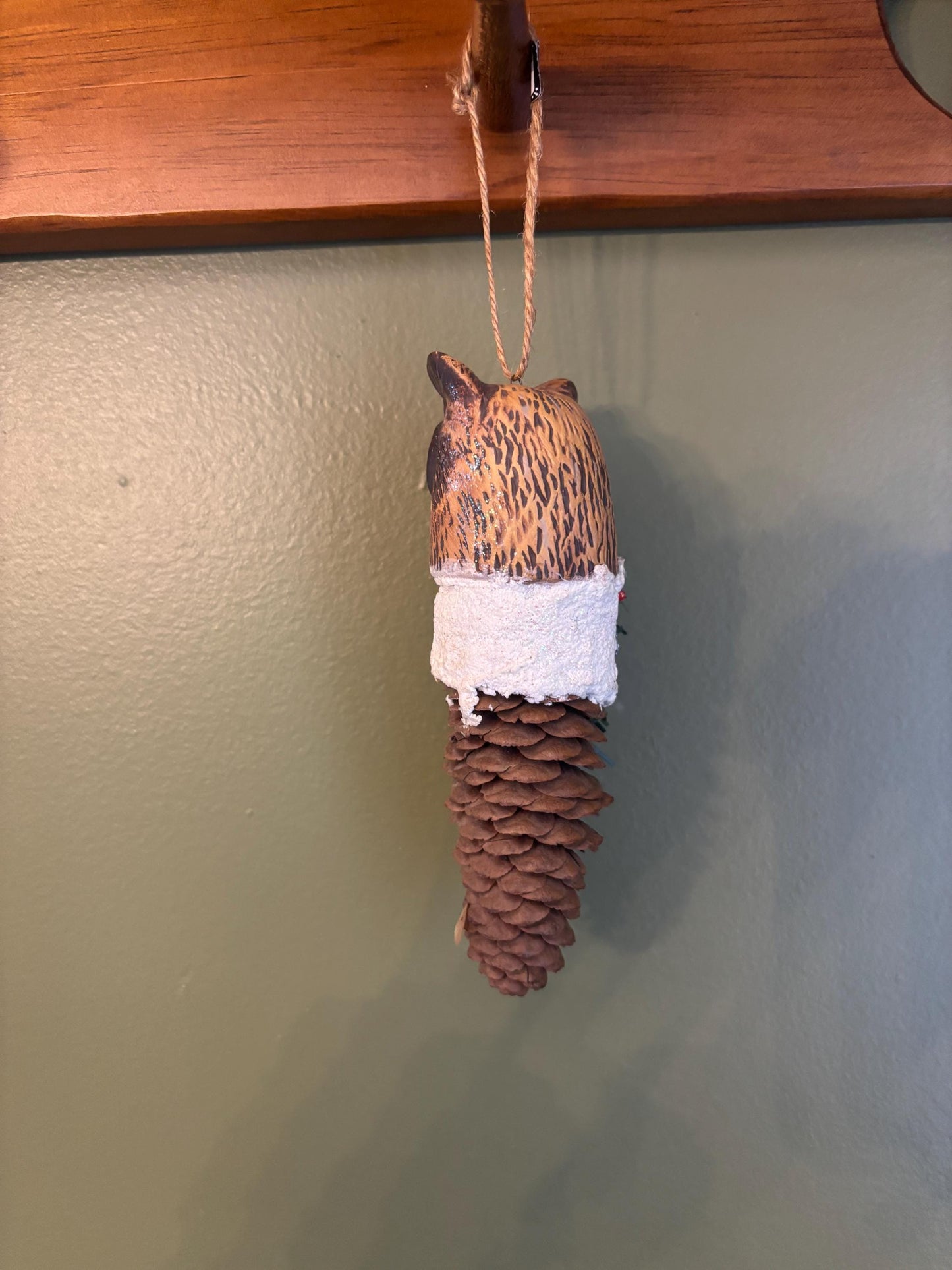 Vintage Owl Ornament Beri Bristle and Pinecone Figurine Handcrafted Owl Ornament Lover Antiques and Vintage
