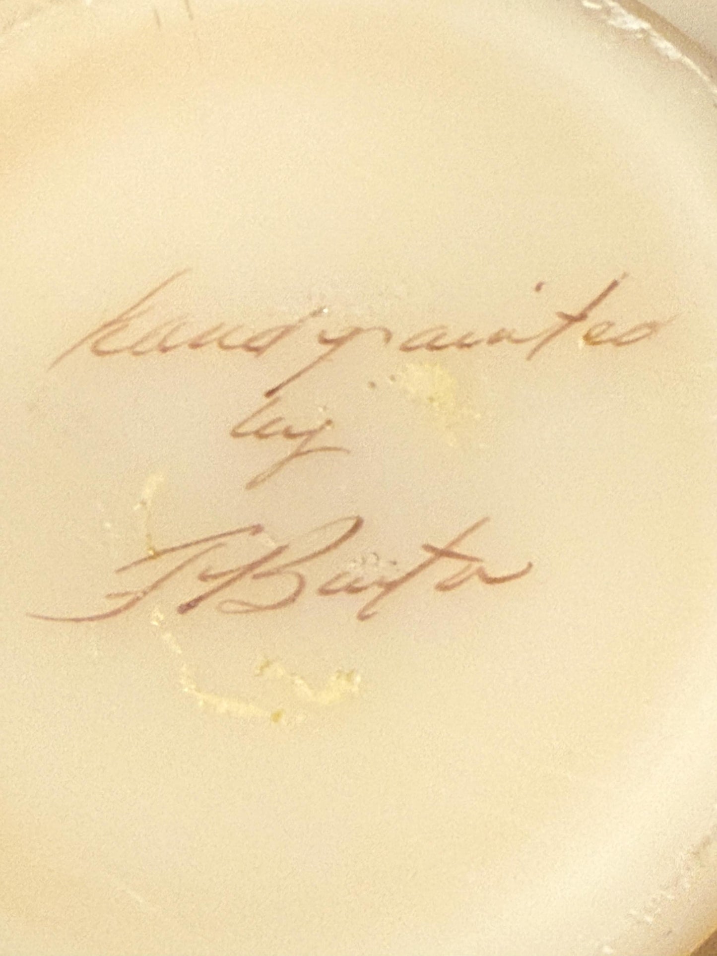 Vintage Fenton Custard Satin Glass Powder Dish: Hand Painted Floral Lid
