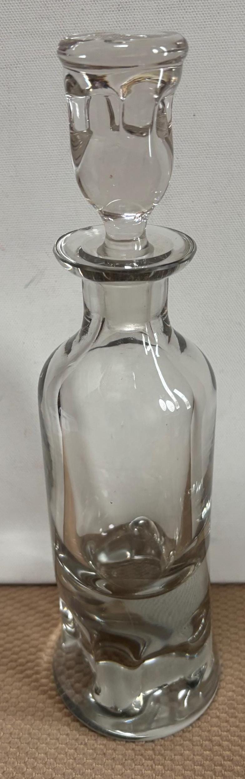 Vintage Crystal Glass Decanter with Stopper: Tall Wine Bottle