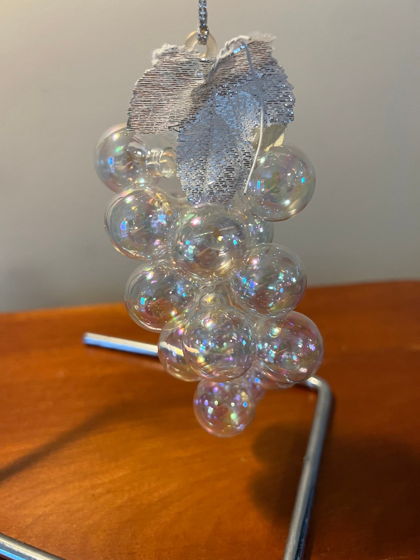 Vintage Grapes On Vine Christmas Ornament Iridescent glass grapes glass art ornaments Christmas Holiday gifts Lover Antiques and Vintage
