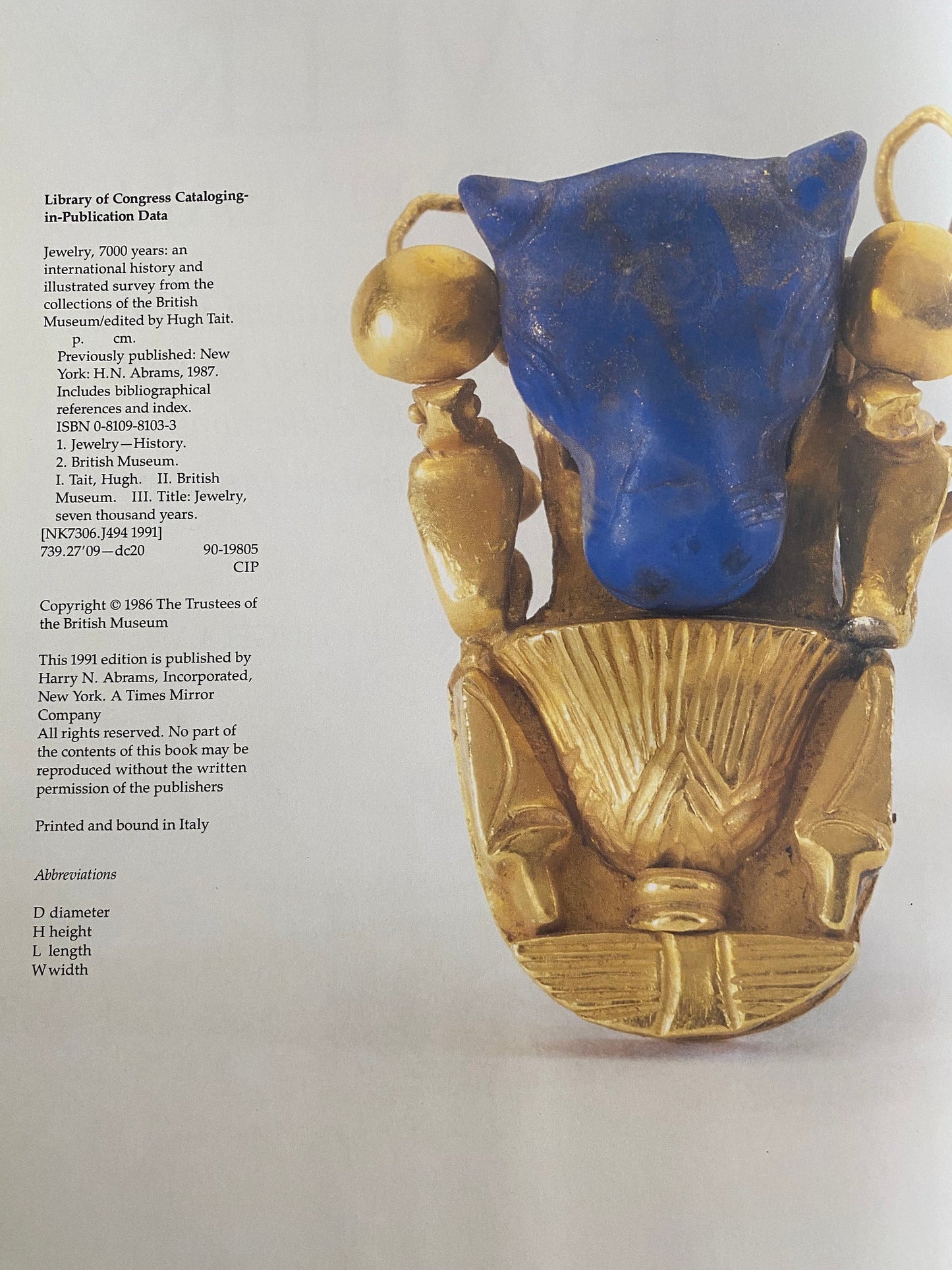 Jewelry 7000 Years Book: British Museum Collection, Hugh Tait