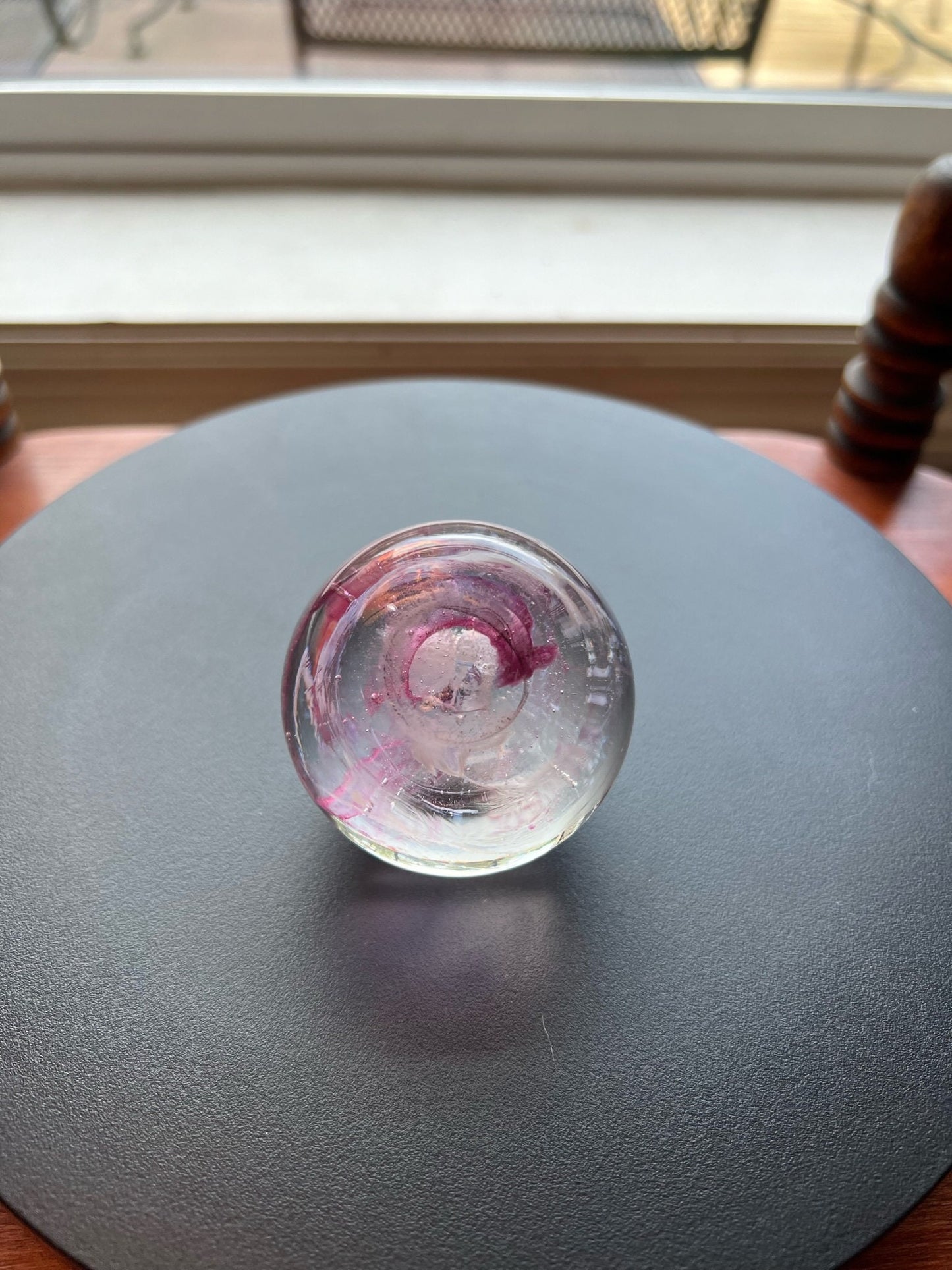 Vintage Caithness Glass Paperweight: Pink Rose, Controlled Bubbles, Robin Sinclair Art Glass