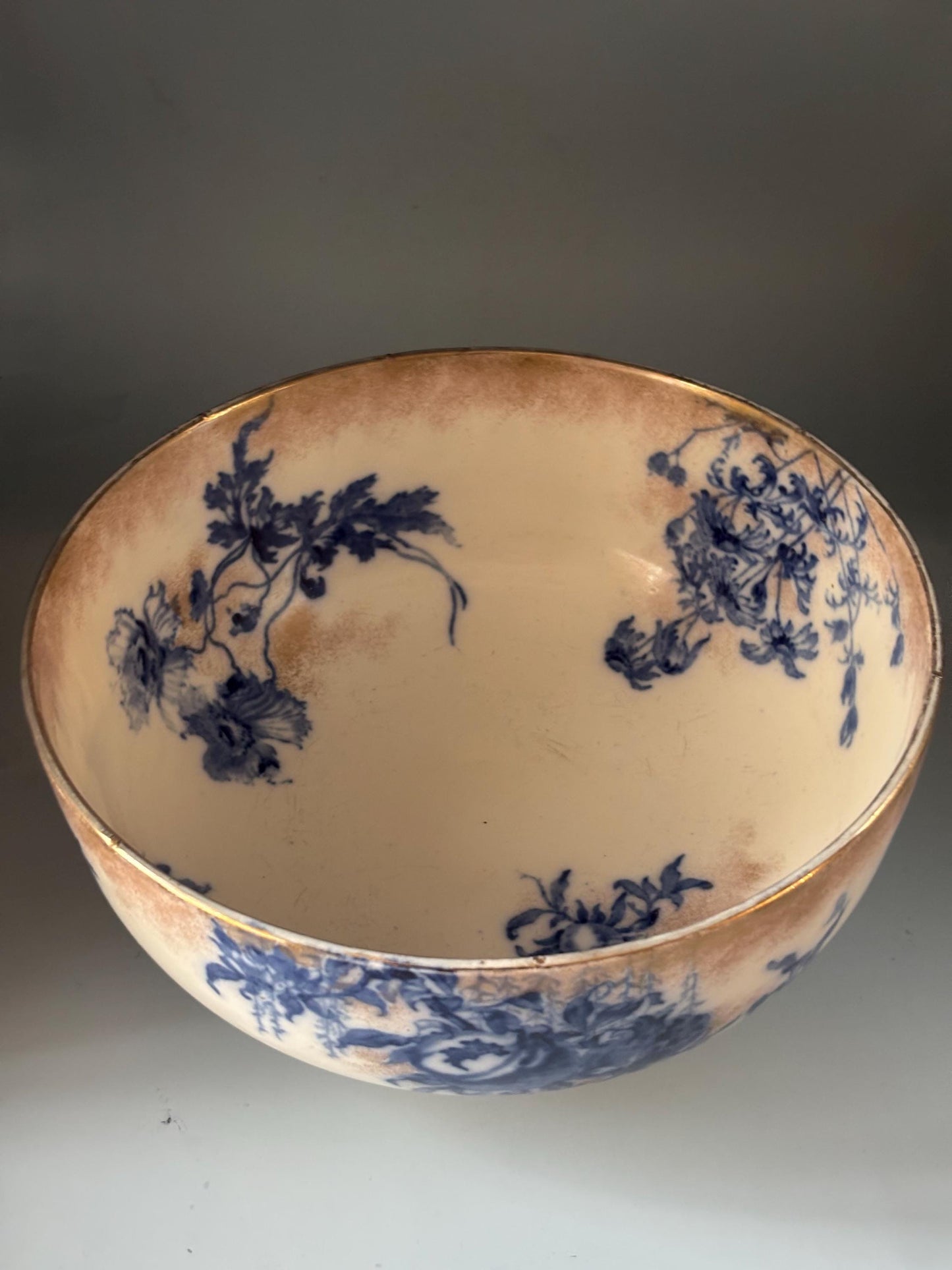Antique Doulton Burslem Arundel Bowl, Cobalt Blue on Porcelain Bowl Lover Antiques and Vintage