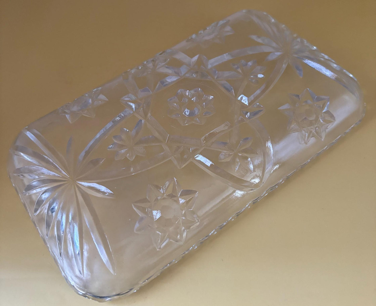Vintage Crystal Cut Glass Dish or Serving Dish Glass Dish Anchor Hocking Flower Design Lover Antiques and Vintage