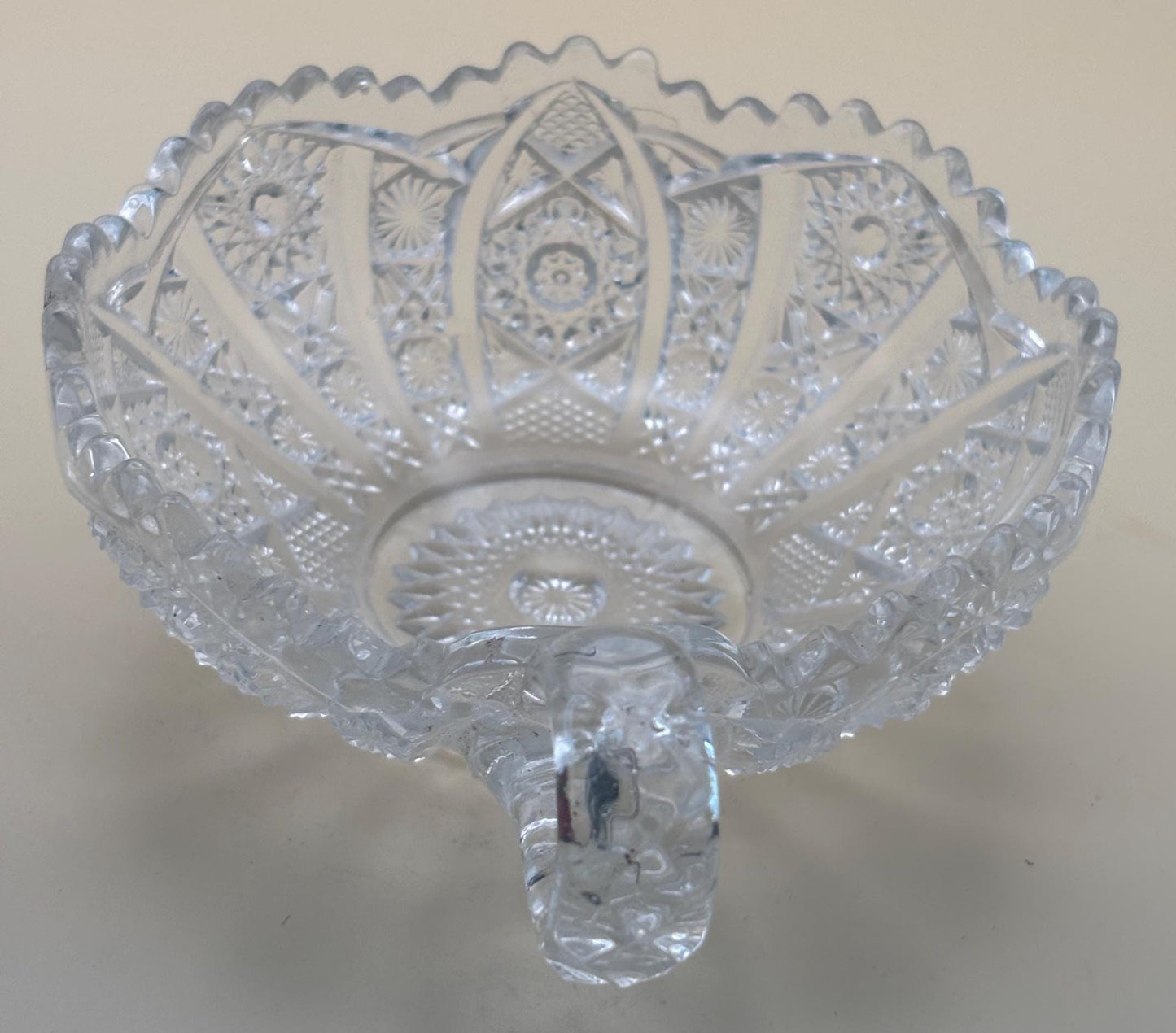 Antique American Brilliant Crystal Cut Wide Nut or Candy Dish Serving Tray Lover Antiques and Vintage