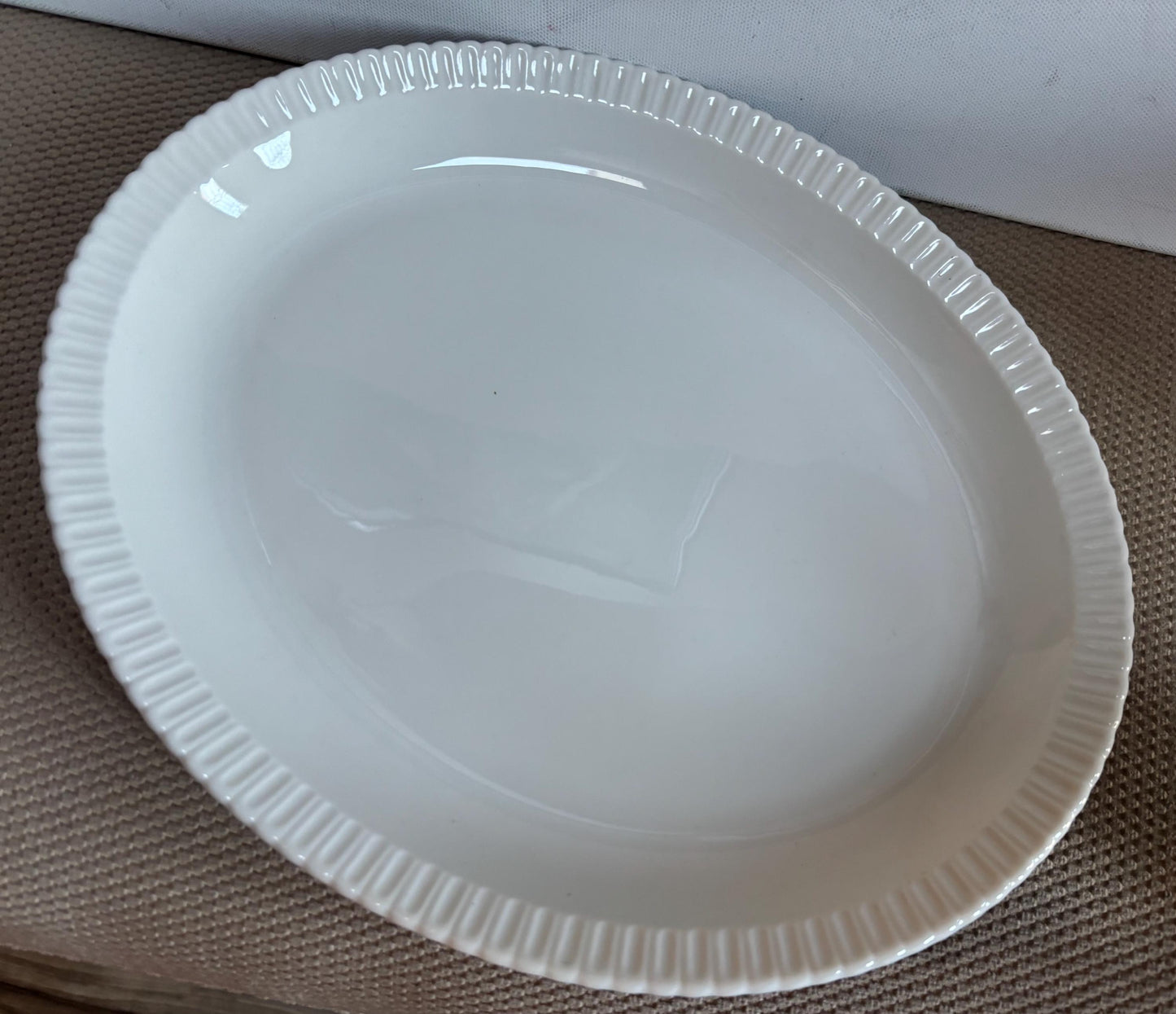 Vintage Shelledge White Large Platter with Narrow Flutes Edging Syracuse China Lover Antiques and Vintage