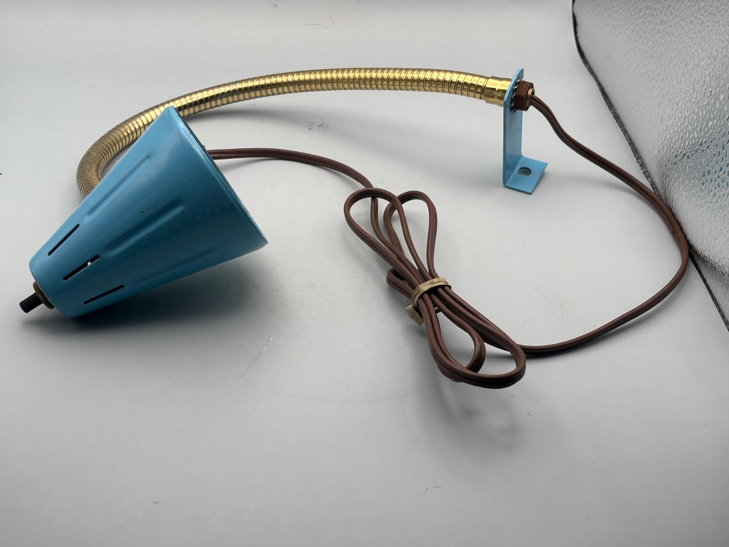 Mid Century Modern Desk Lamp, Vintage Desk Office Light, Metal Aqua Blue Lamp, Goose Neck Lamp