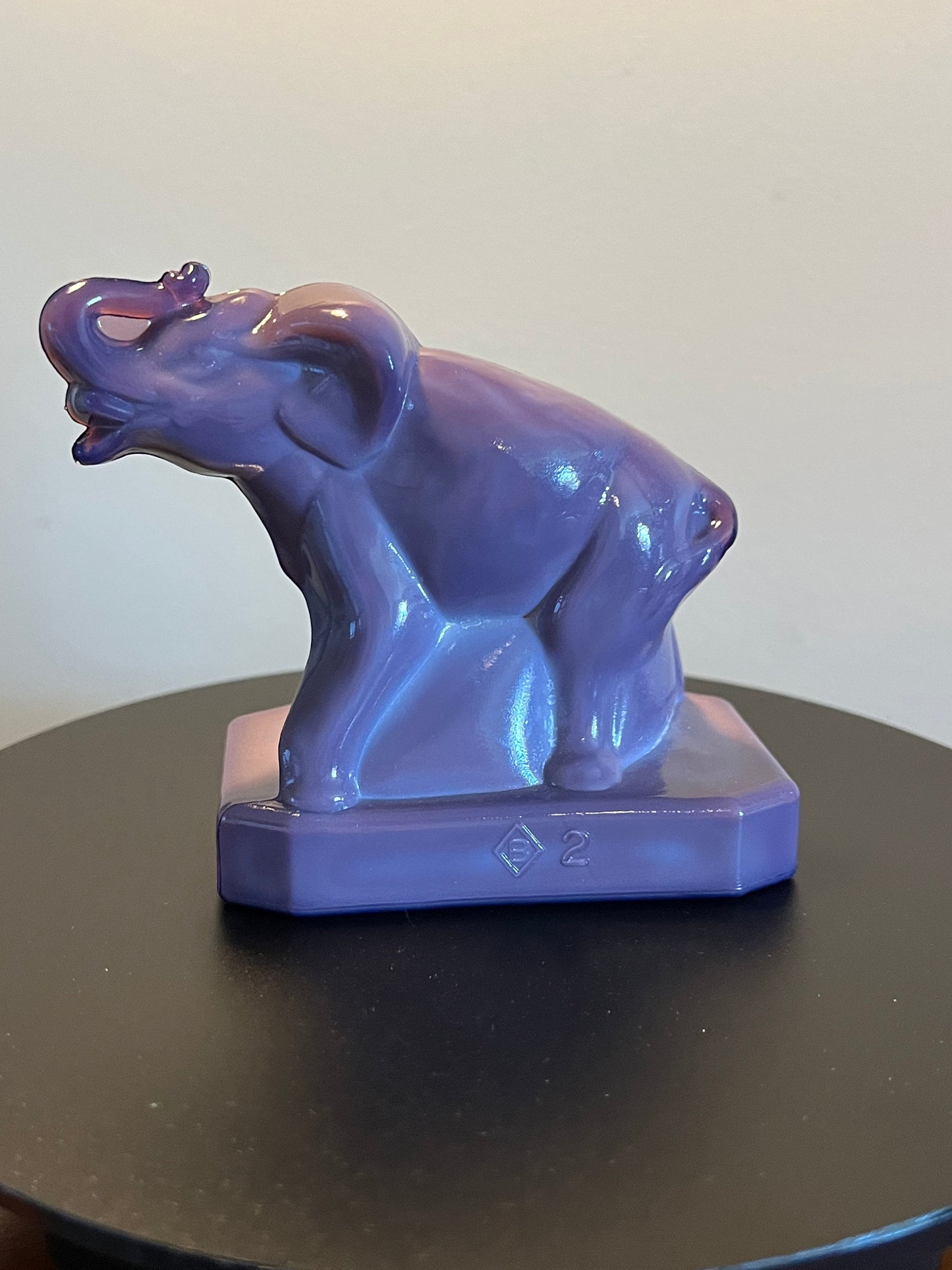 Vintage Boyd Lavender Glass Elephant Figurine: Zack, Trunk Up