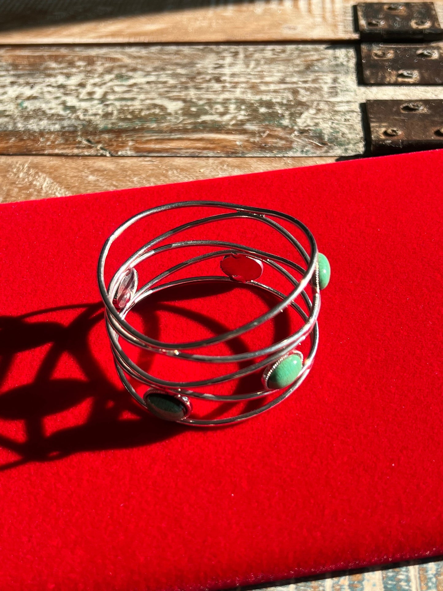 Vintage Silver and Turquoise Style Cuff Bracelet, Arm Bracelet,