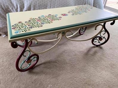 Vintage Hand Painted Flower Table: Art Deco Coffee Console