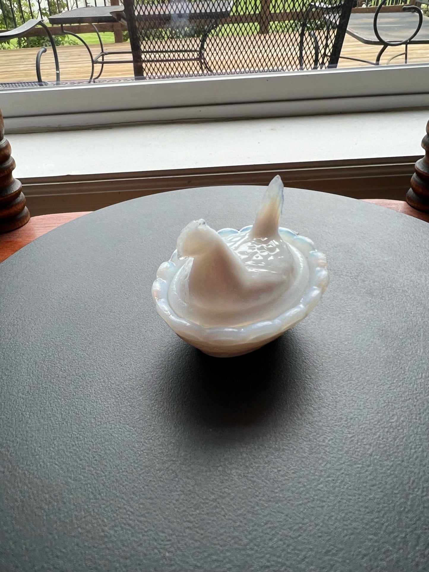 Vintage Westmoreland White Glass Rooster Covered Candy Dish