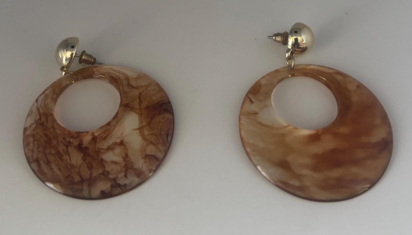 Brown Swirl Lucite Drop Earrings, Tortoiseshell Jewelry Gift, Lover Antiques and Vintage