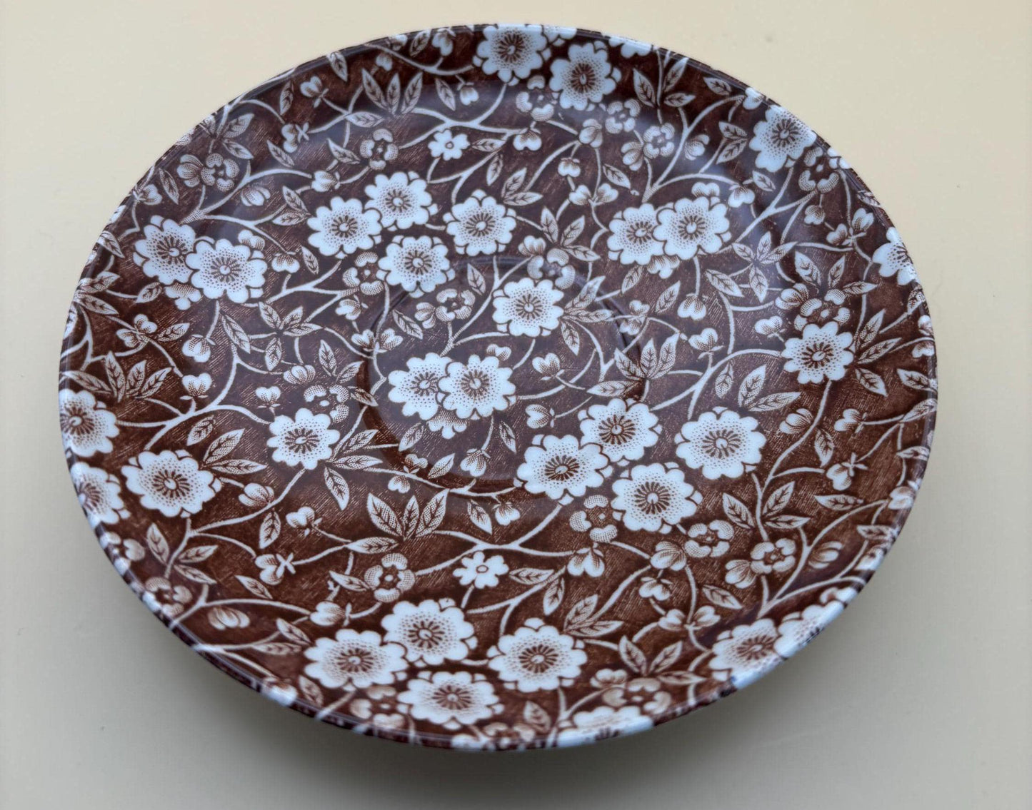 Vintage Royal Crownford Ironstone England Brown and White Floral Transferware Plate Lover Antiques and Vintage