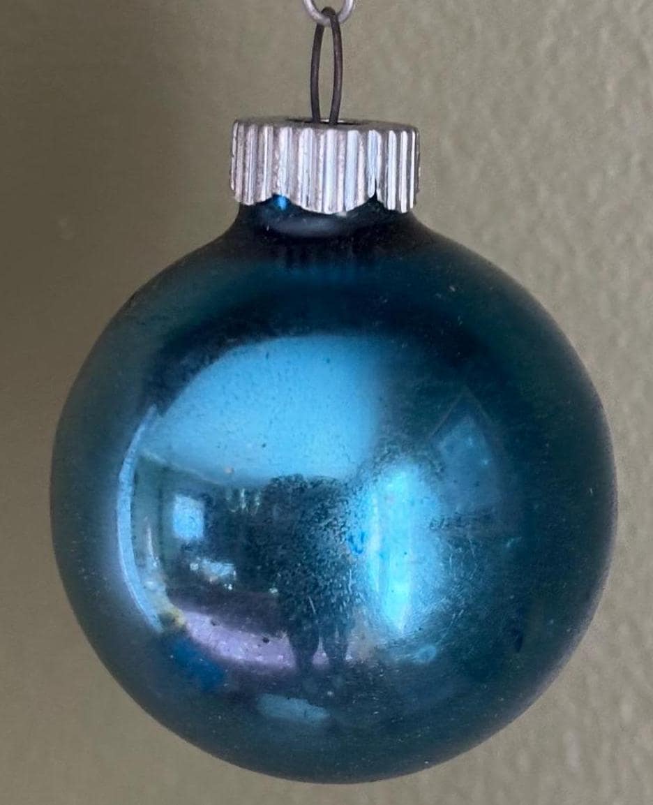 Shiny Brite Blue Ball Ornament Circle Circa 1940’s Lover Antiques and Vintage