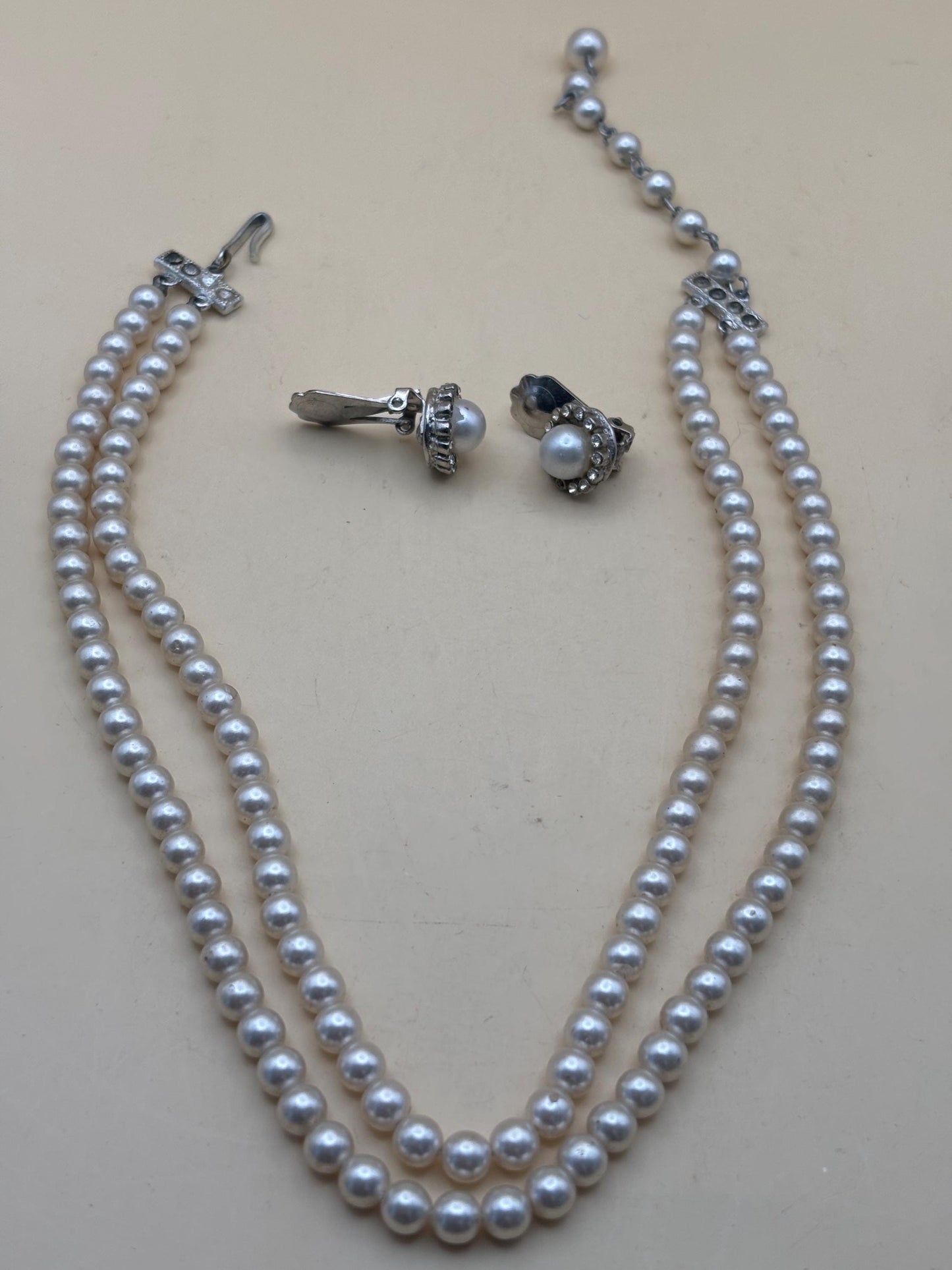 Vintage Double Strand Pearl Necklace from Japan Multi Layered Stone Choker Necklace Lover Antiques and Vintage