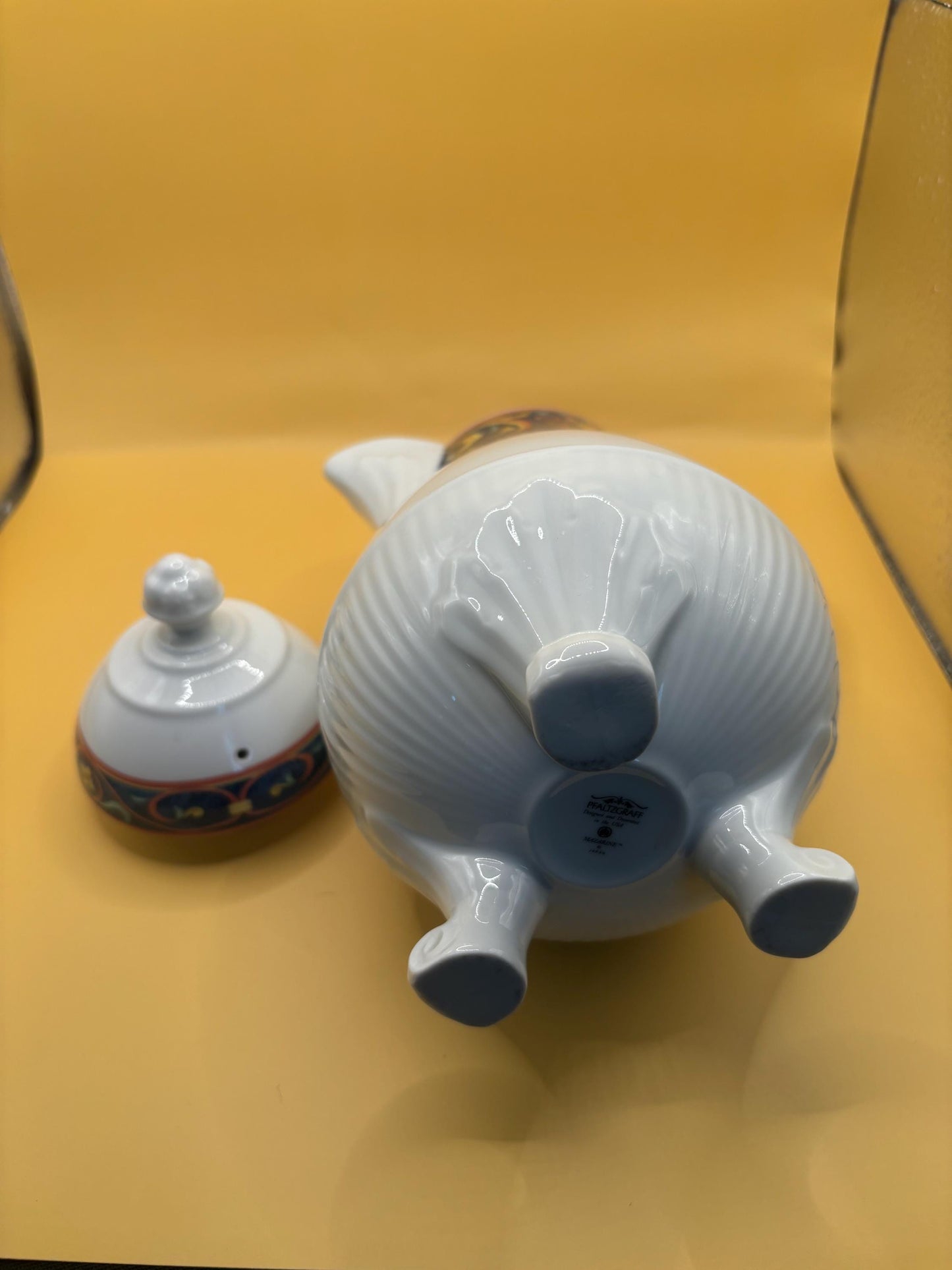 Vintage Pfaltzgraff Mazarine Coffee Pot & Lid Footed Tea Pot Lover Antiques and Vintage