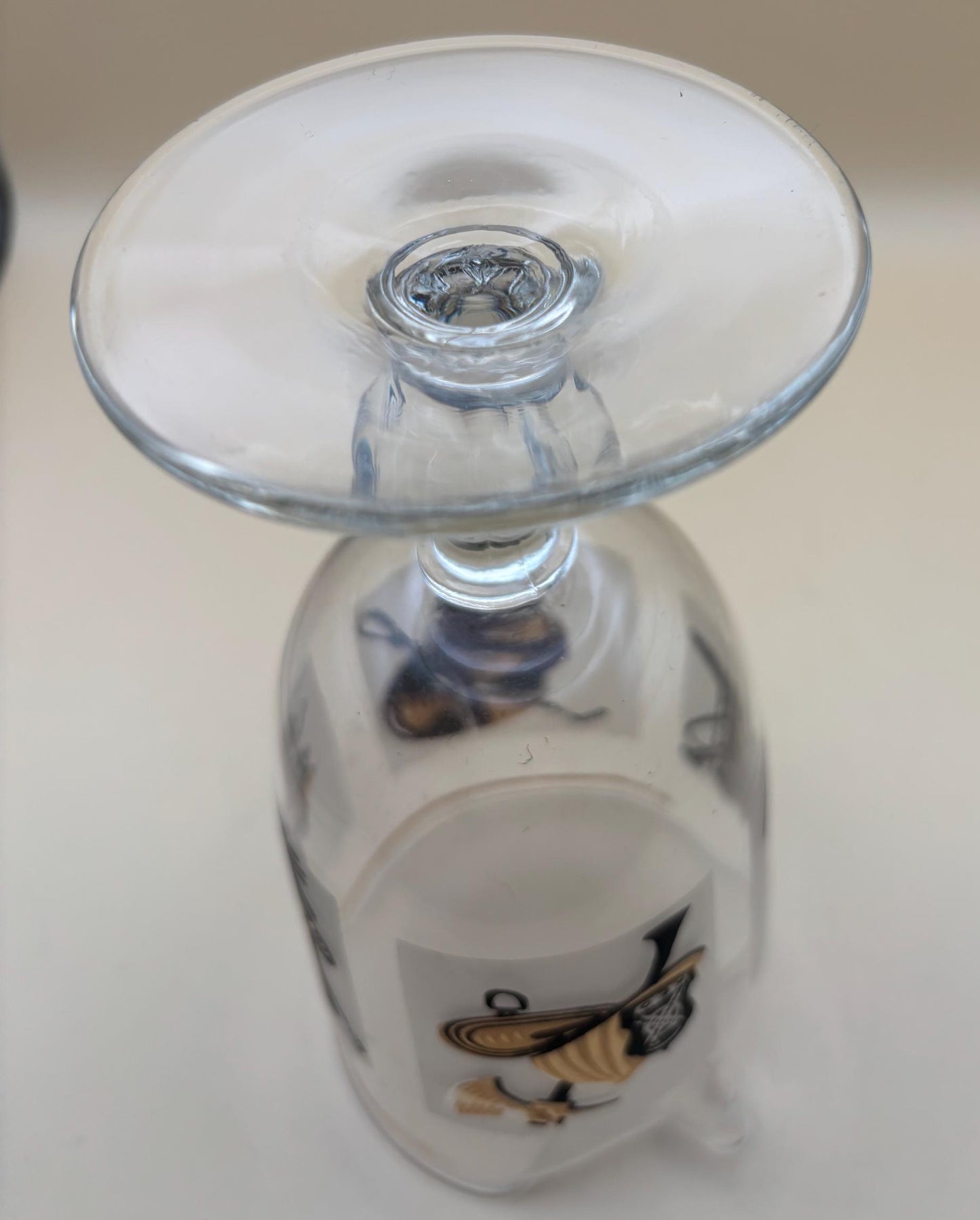 Vintage Libbey Pitcher with Spout Bar Glass with Gold and Black Firefighter Jockey Military Top Hat Design Lover Antiques and Vintage