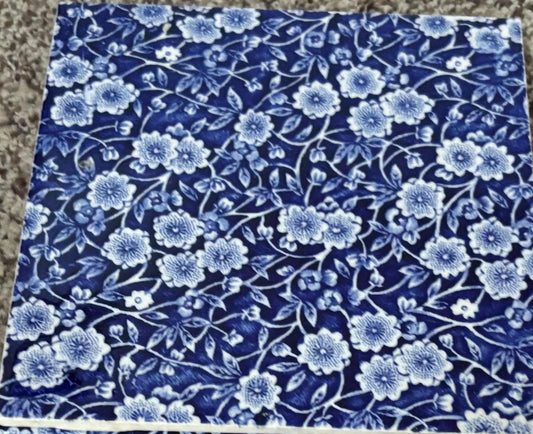 Vintage Calico Trivet, Burleigh Blue and White Floral Transferware, England Ironstone, Decorative Antique Kitchenware, Collectible Gift Idea