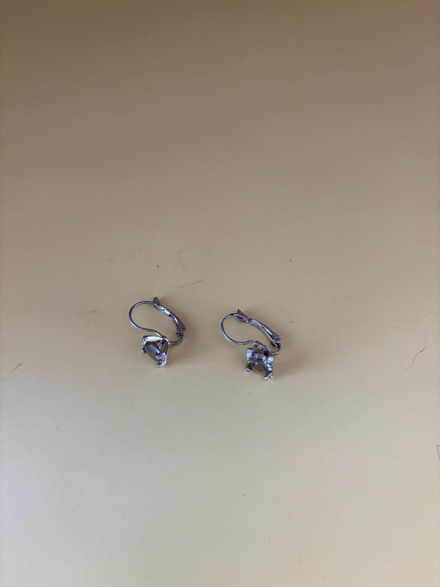 Vintage Sterling Silver Round Cubic Zirconia Earrings Classic Clear CZ Stud Earrings
