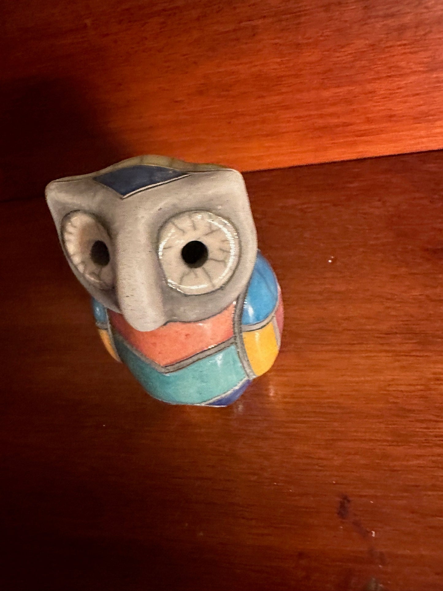 Vintage Mosaic Pottery Owl Figurine - South African Art