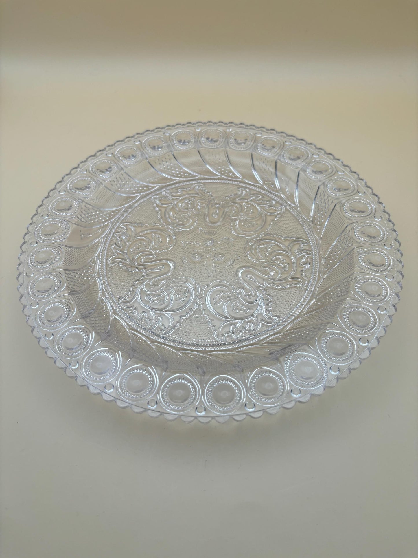 Crystal Glass Serving Platter Glass Serving Tray Scrolled Glass Lover Antiques and Vintage