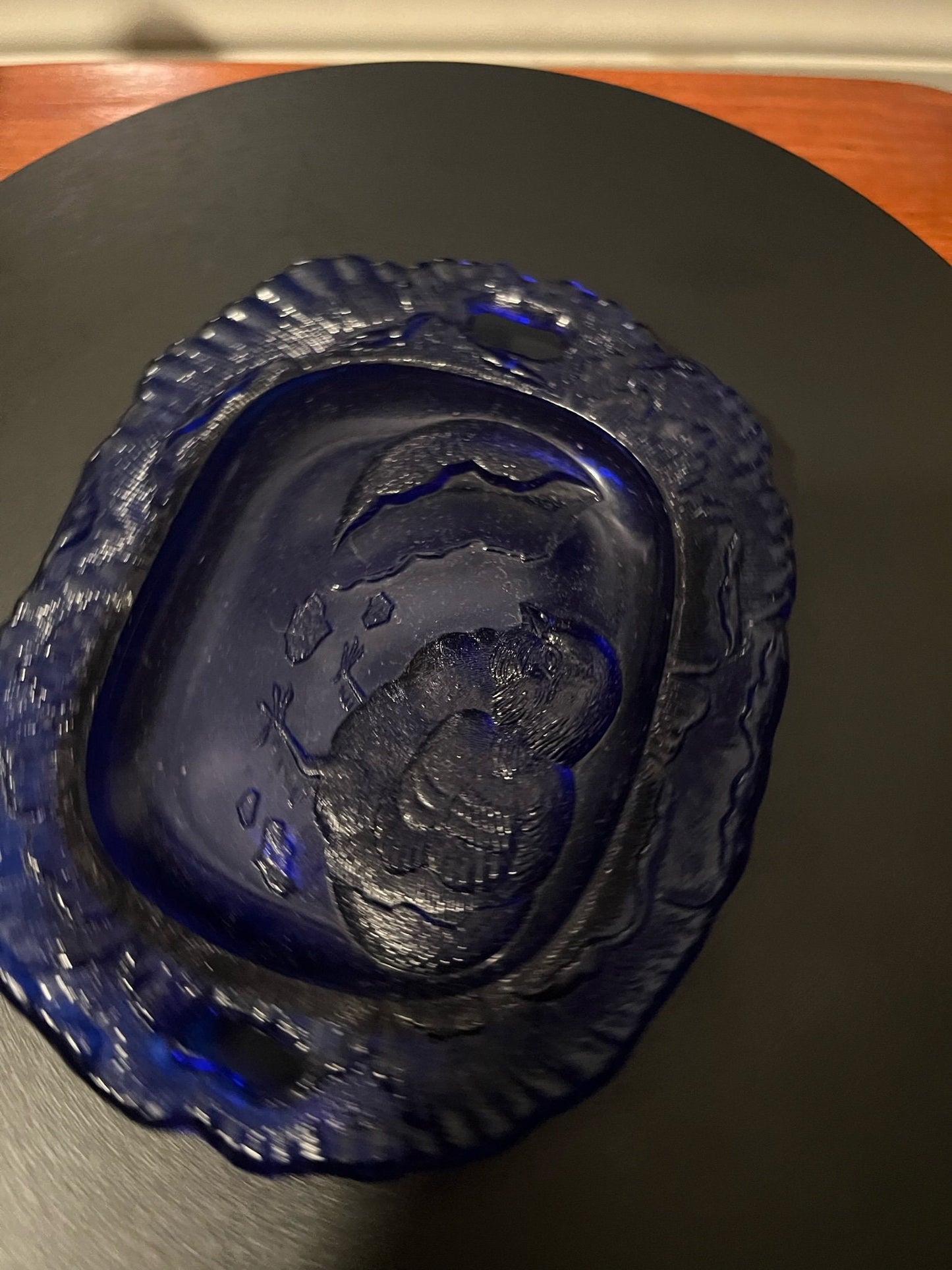 Vintage Purple Pressed Glass Chick Plate: Small Glass Art Dish