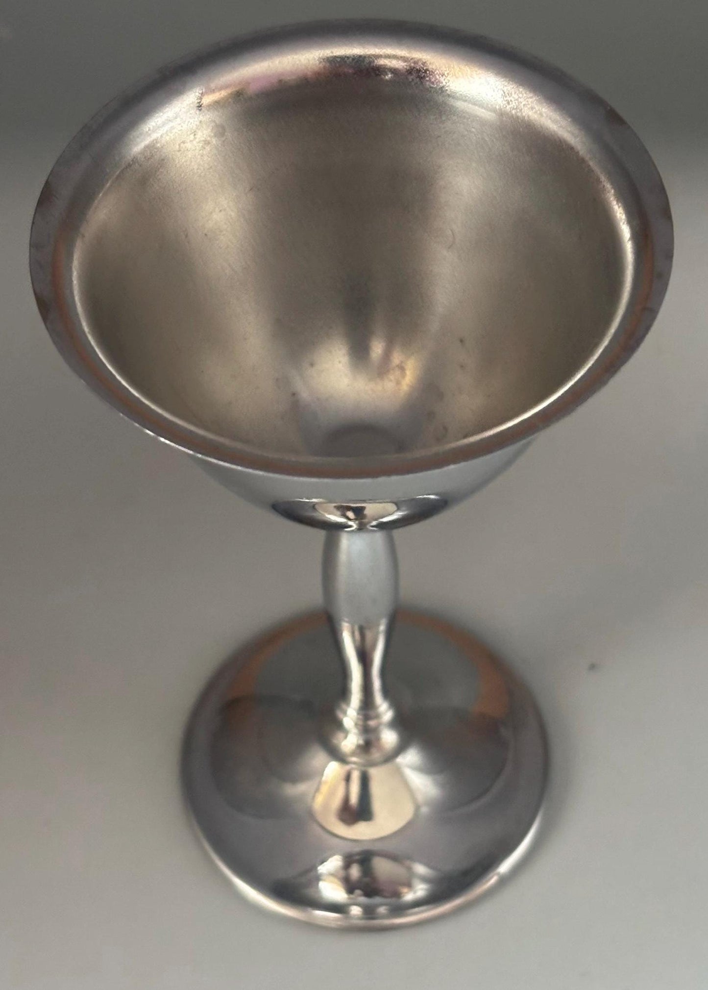 Stainless Chrome Stem Cordial Glass | Antique Silver Cup for Gift or Collecting