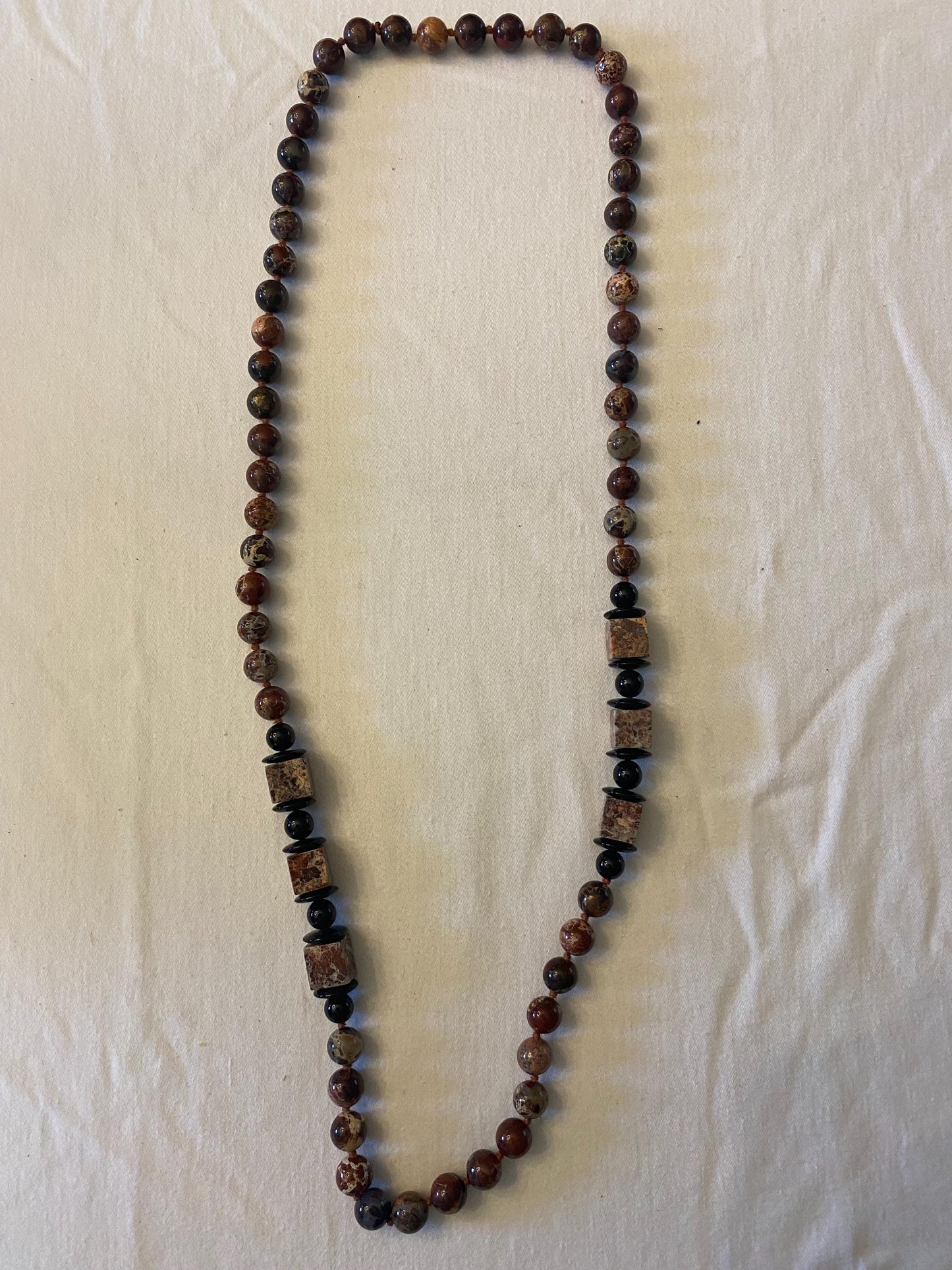 Black Onyx Jasper Necklace with Geometric Beads Earth Stone Necklace Unique Gift Opportunity Lover Antiques and Vintage