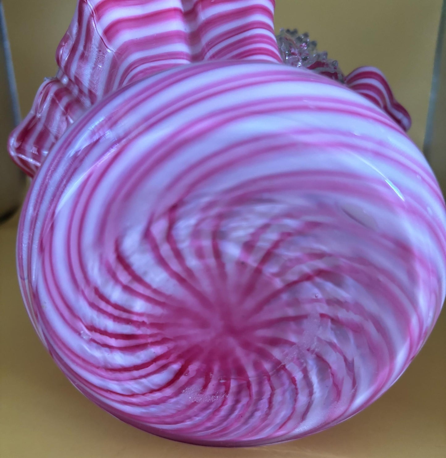 Antique Stevens & Williams Peppermint Pink Swirl Cased Glass Basket Thorn Handle Lover Antiques and Vintage