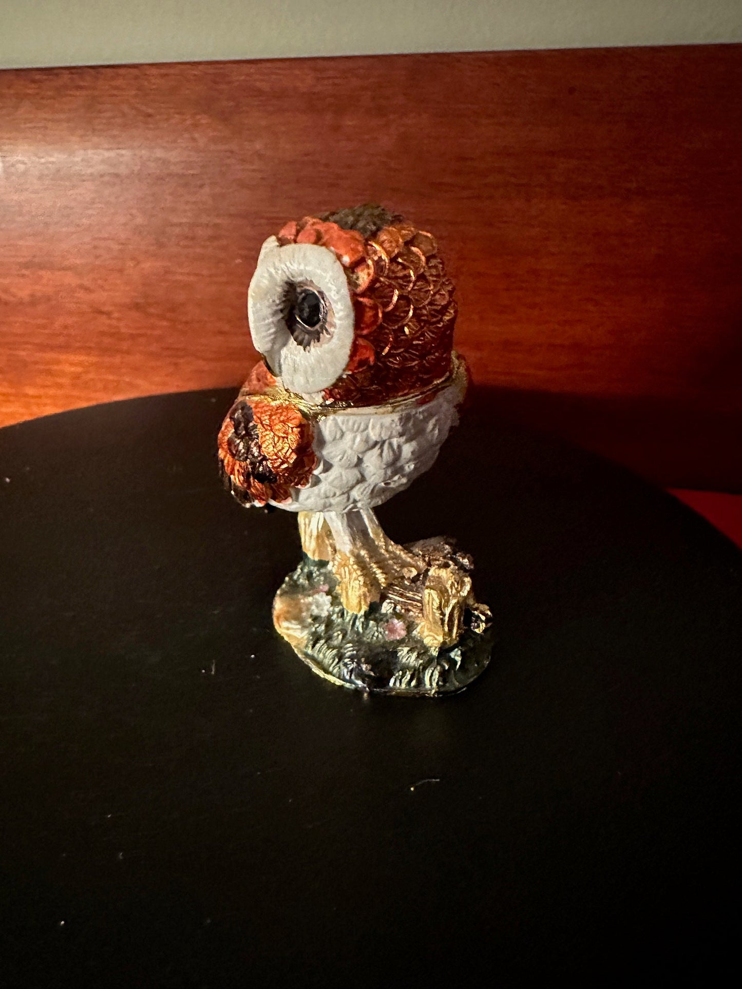 Vintage Metal Owl Trinket Box: Hidden Compartment, 3" Collectible