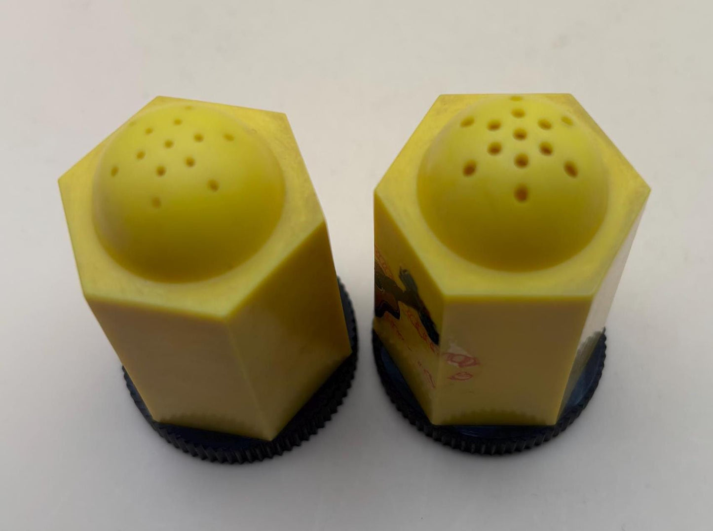 Vintage Mid Century Retro Yellow Salt & Pepper Shakers with Guitar Design Lover Antiques and Vintage