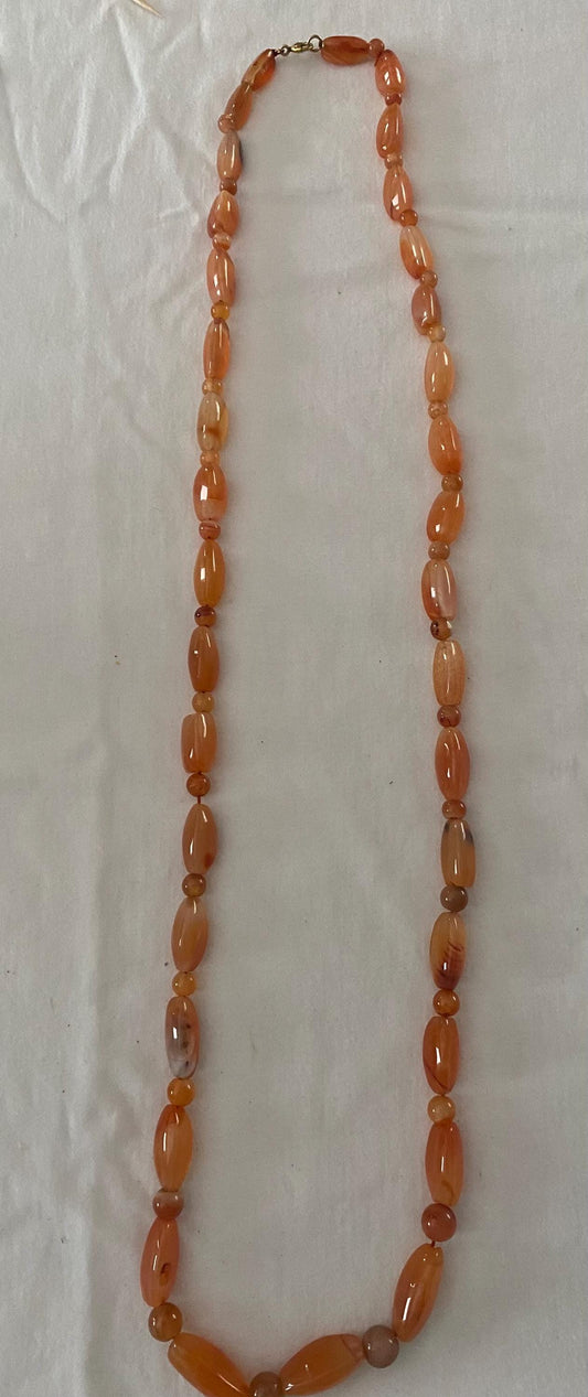 Carnelian Beaded Stone Necklace Orange Jewelry Unique Gift Opportunity Lover Antiques and Vintage