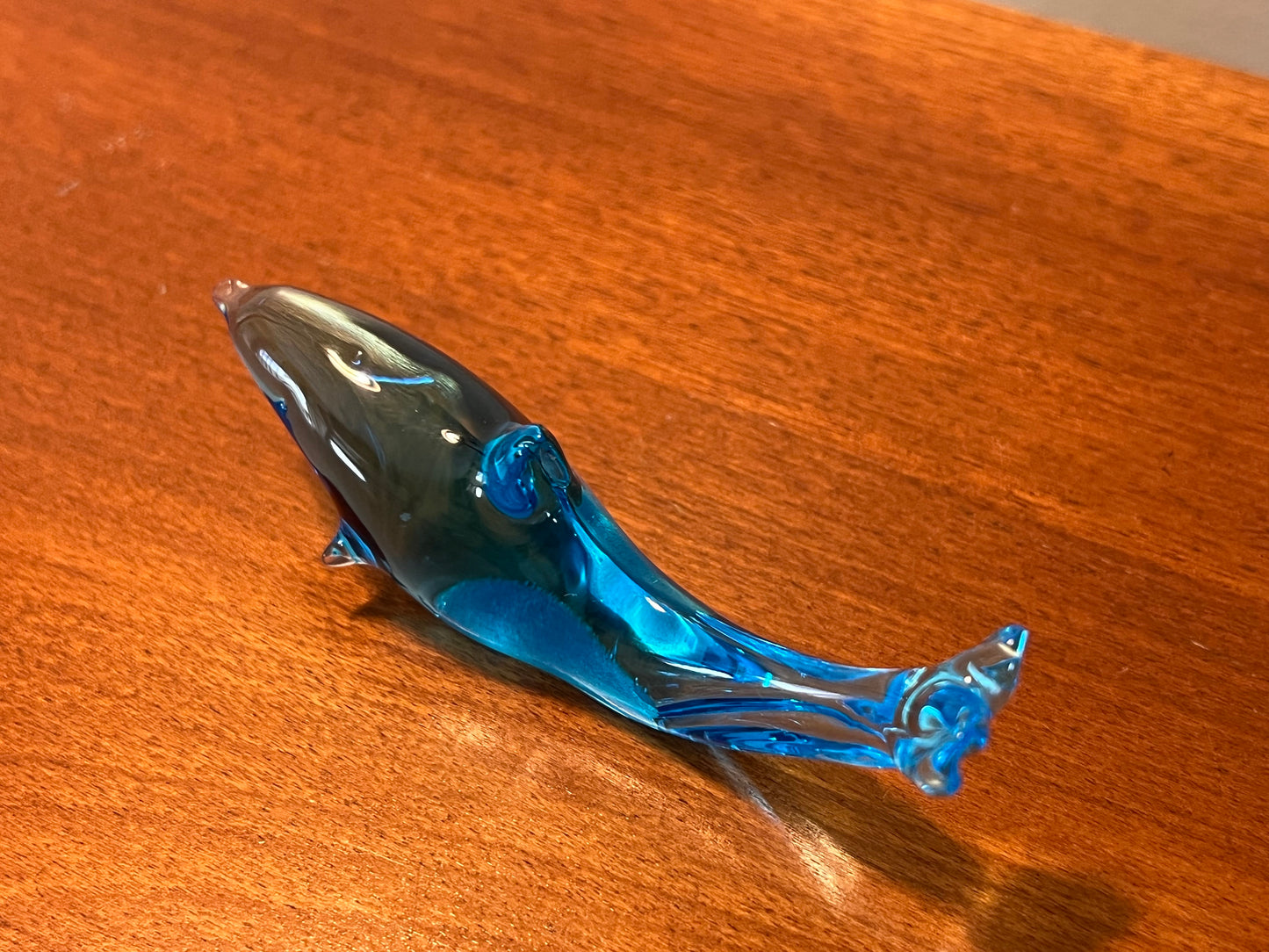 Vintage Blue Glass Dolphin Figurine: Art Glass Animal