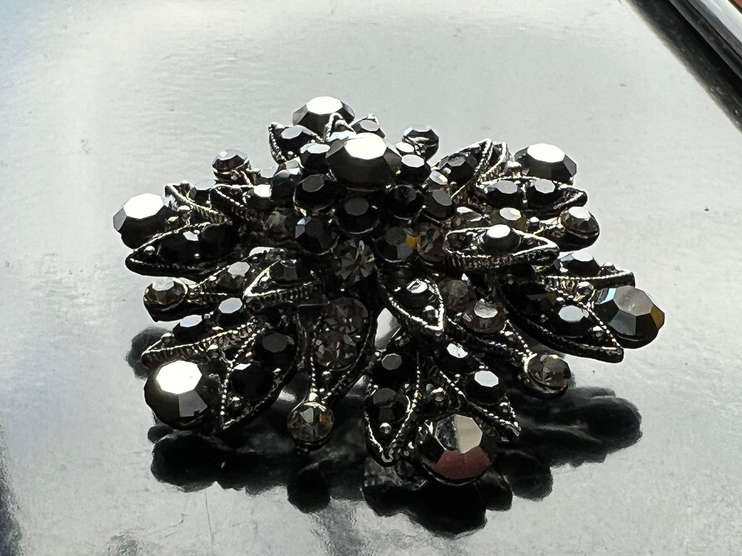 Vintage Black brooch multifaceted pin jewelry great gift