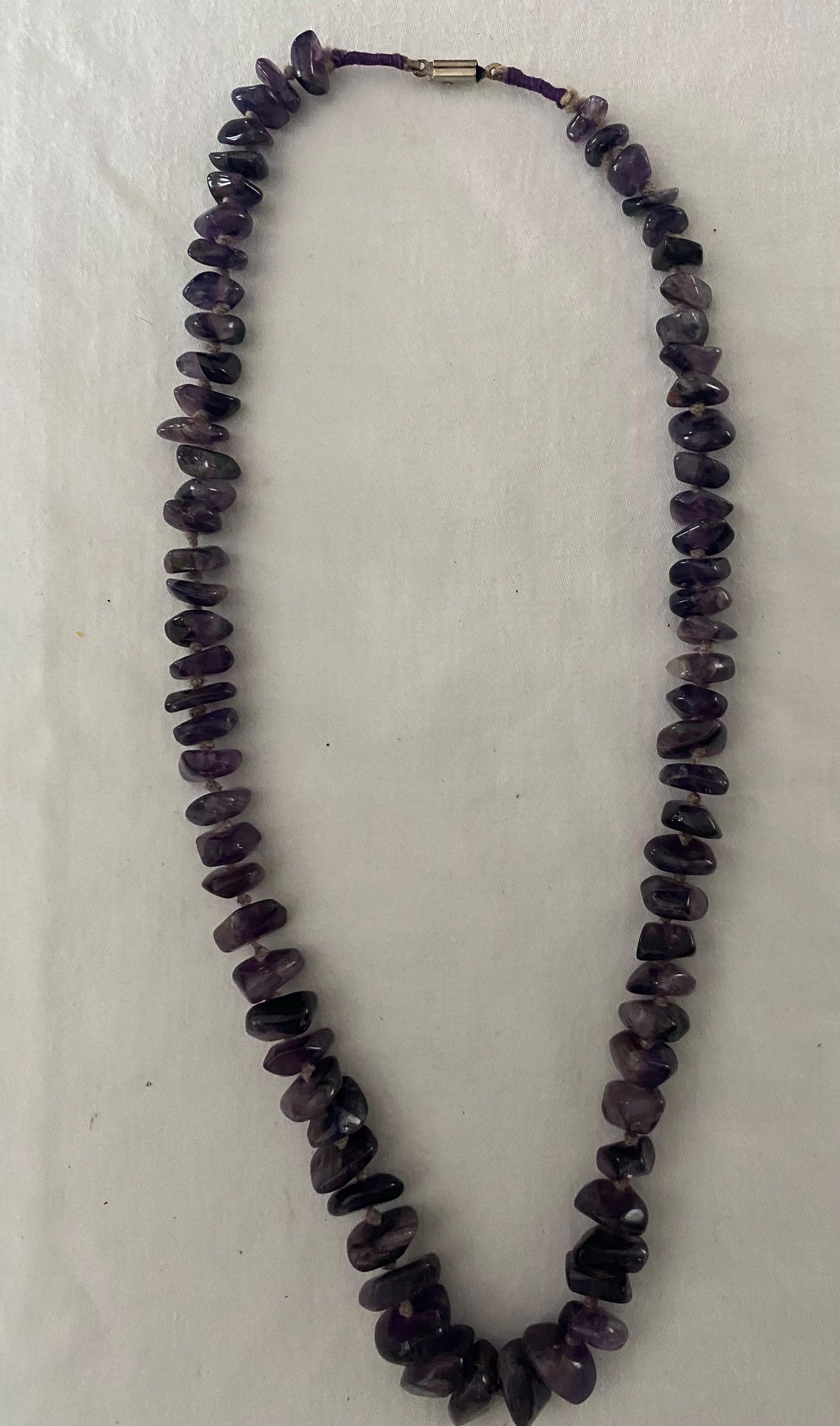 Vintage Amethyst Hand Knotted Graduated Beads Necklace Purple Stone Jewelry Unique Gifts at Lover Antiques and Vintage