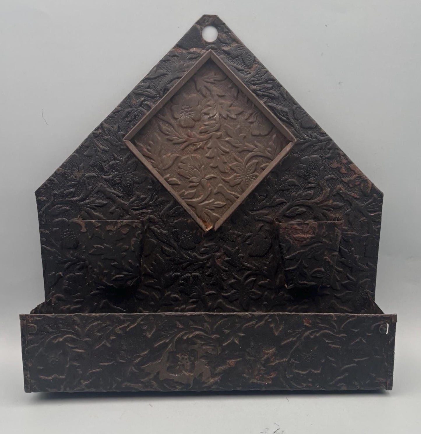 Vintage Embossed Copper Match Wall Mount Holder Kitchen Wall Rack Lover Antiques and Vintage