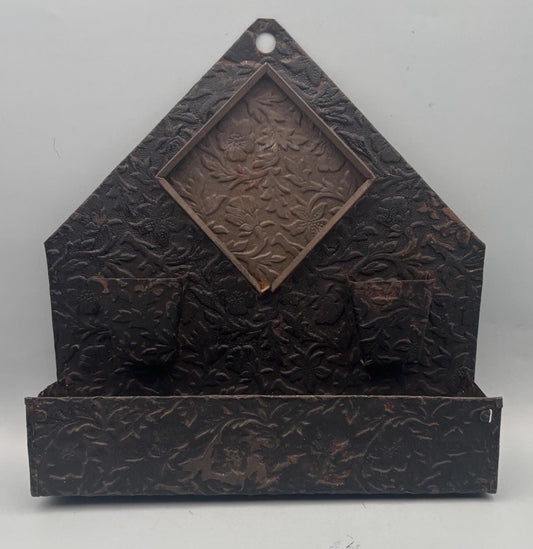 Vintage Embossed Copper Match Wall Mount Holder Kitchen Wall Rack Lover Antiques and Vintage