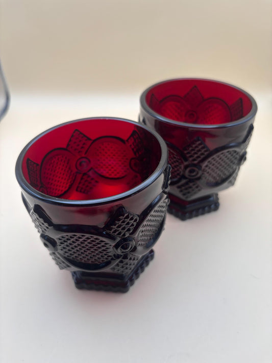 Vintage Avon Footed Glass Ruby Red Cup Set of 2 Lover Antiques and Vintage
