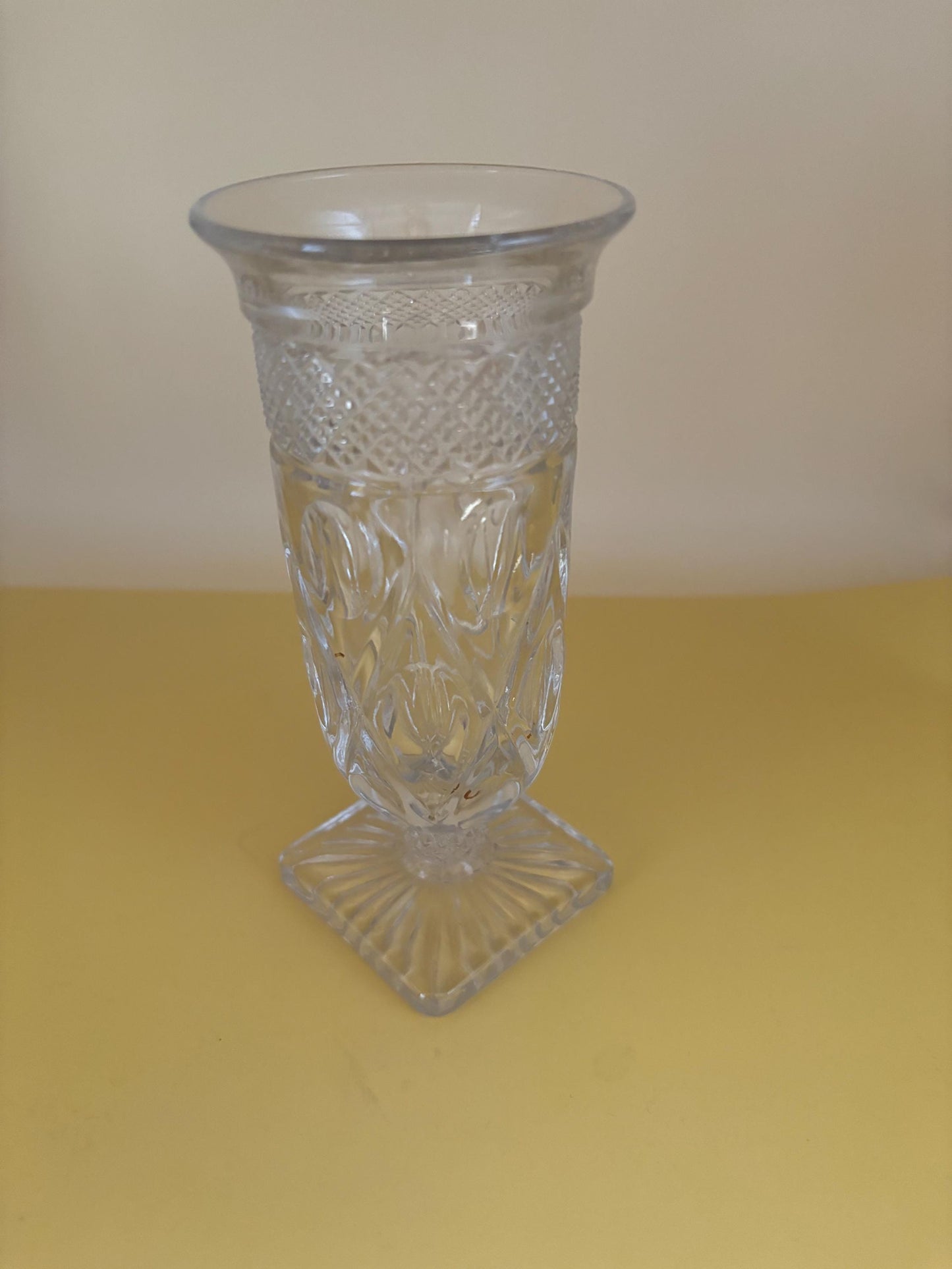 Crystal cut glass footed vase, Bohemian antique flip vase, Imperial glass centerpiece, elegant tall crystal glass gift for her or him