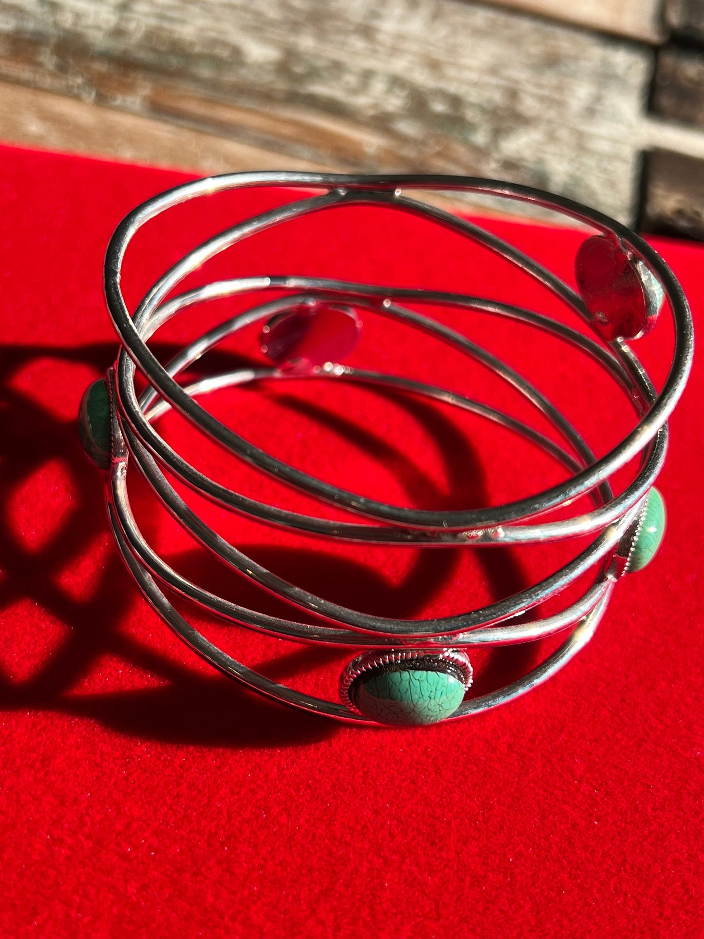 Vintage Silver and Turquoise Style Cuff Bracelet, Arm Bracelet,