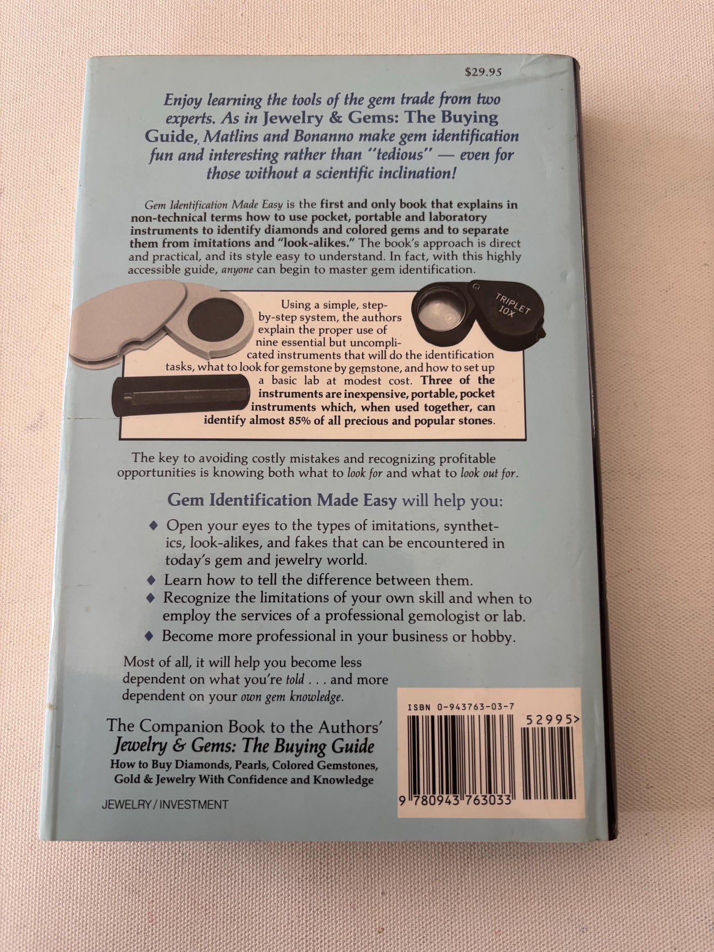Gem Identification Made Easy Book, Hands On Guide to Confident Buying and Selling, by Antoinette L. Matlins
