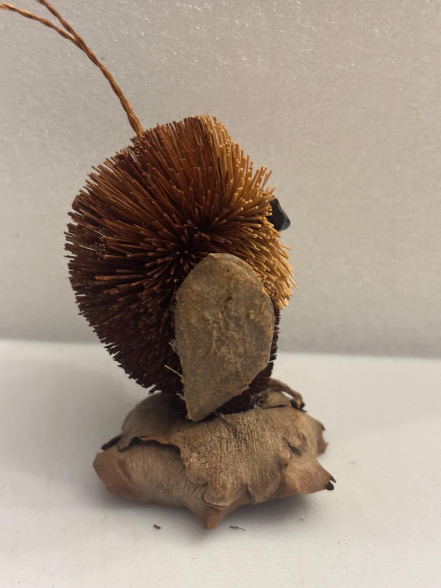 Vintage Handcrafted Beri Bristle Wood Owl Statue Sugar Palm Tree Gift For Her Ornament Lover Antiques and Vintage