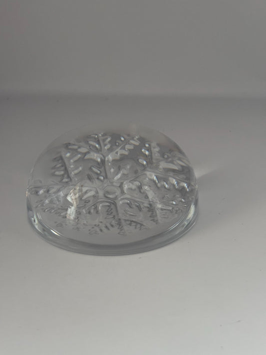 Cristal France Clear Lead Crystal Snowflake Paperweight Vintage 24% Lead Glass Decor