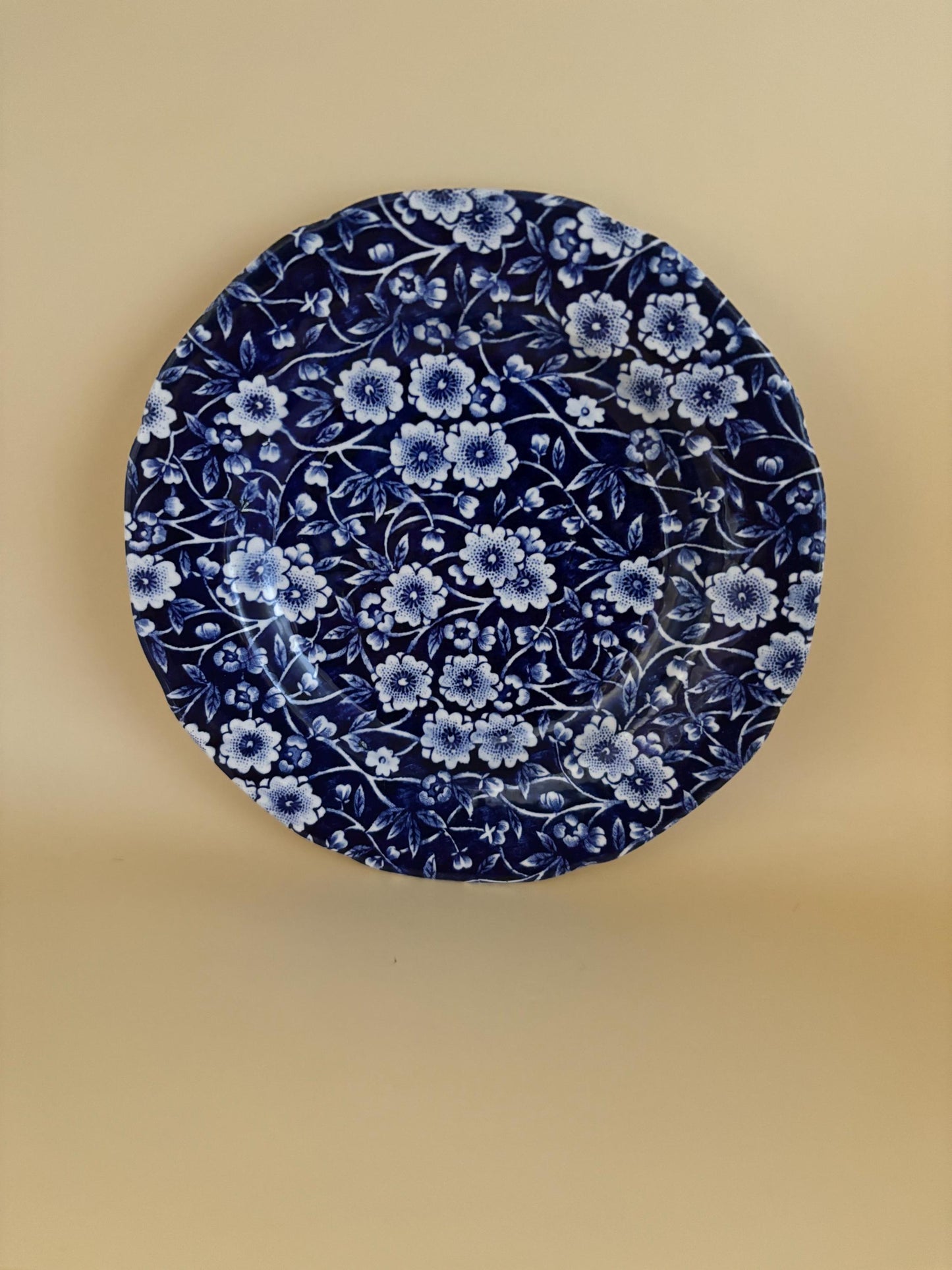 Vintage CALICO Blue Flower Bread and Butter Plates Royal Crownford Ironstone England Blue and White Floral Transferware Lover Antiques